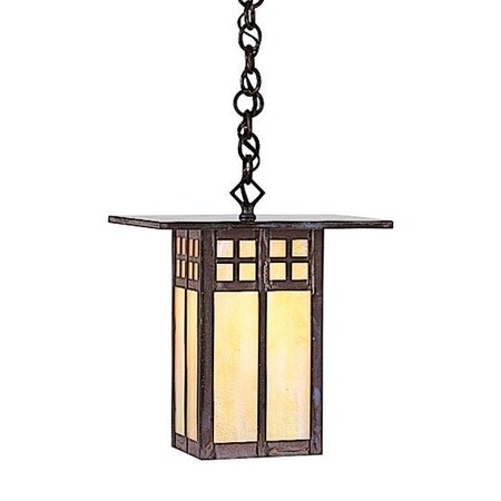 Arroyo Craftsman 9" Glasgow Pendant, Raw Copper, Rain Mist Glass GH-9RM-RC